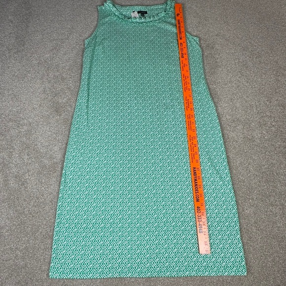 Talbots Sleeveless Dress Green White Diamond Print Casual Summer Size‎ S New - Picture 4 of 9